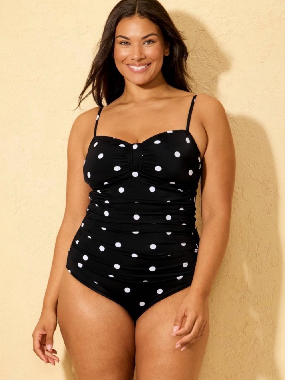 Shade & Shore Black & White Polka Dot One-Piece Swimsuit